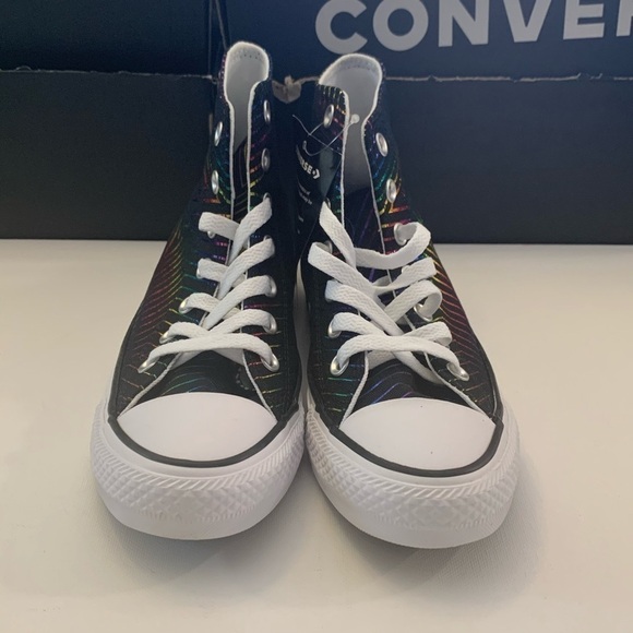 CONVERSE Black with Rainbow Stars Chuck Taylor All Stars Sneakers - Picture 11 of 15